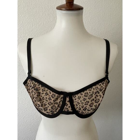 Cuup Lingerie Bra Balconette Semi Sheer Animal Print Intimates - Picture 1 of 10